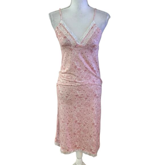 Studio Badgley Mischka Size S Nightgown Floral Print Soft Lace Trim - Picture 1 of 4